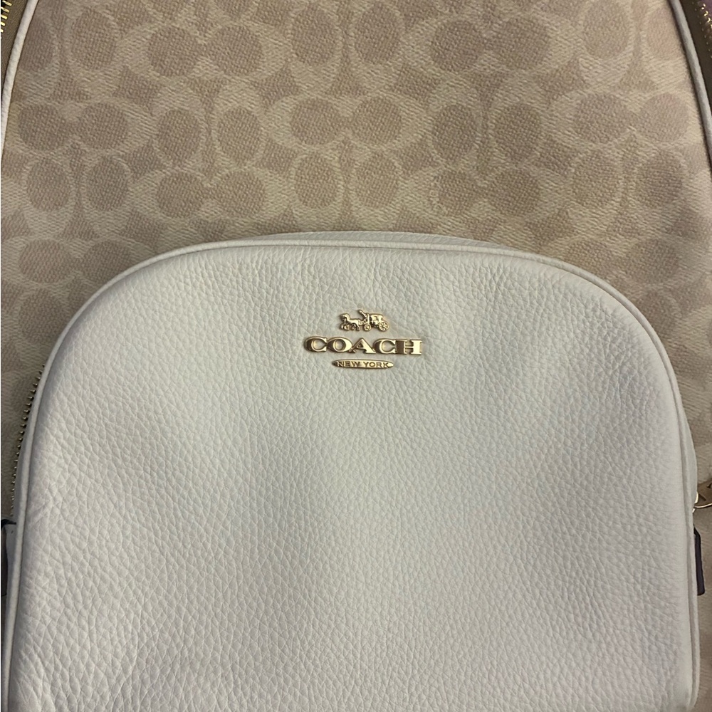 Coach White and Tan backpack large used one time